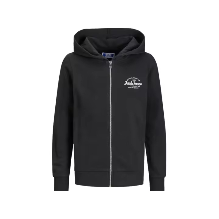 Sudadera Jack & Jones Junior Forest 12249759 negra con capucha y cremallera para joven de 10 a 16 años - 1