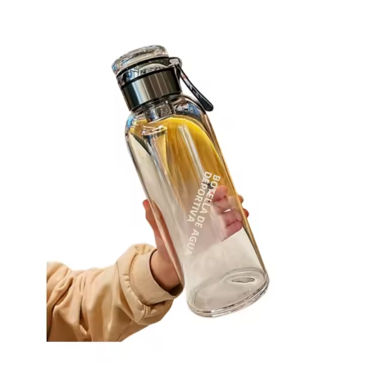 Botella De Agua De Vidrio Con Correa Y Bolsa Portátil Deportiva Resistente Al Desbordamiento Para Viajes Al Aire Libre Adultos - 1
