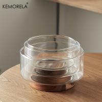 Bol De Frutas De Vidrio Creativo Con Base De Madera Para Ensalada Snacks Popcorn Nueces Contenedor De Almacenamiento Para Hogar Navidad - details 4