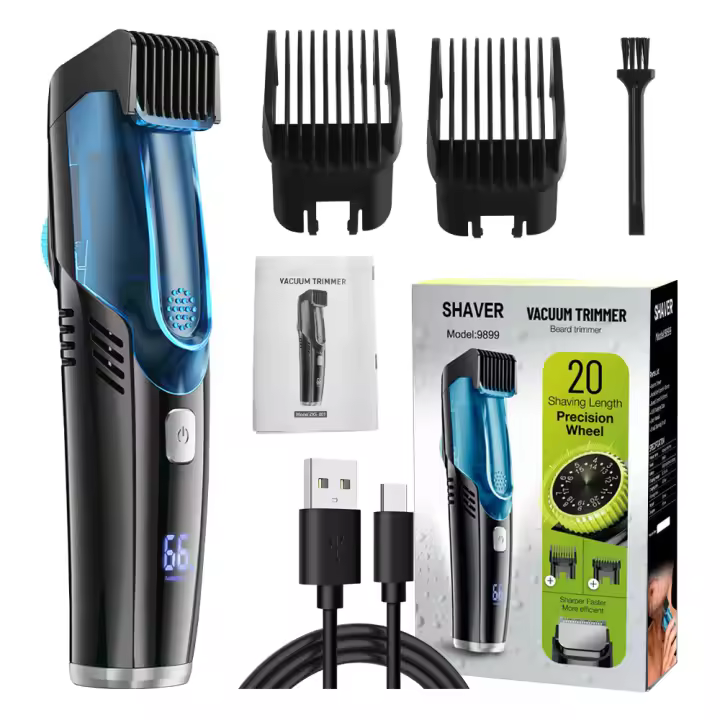 Nueva cortadora de pelo automática con succión de pelo, cortadora de pelo eléctrica, cuchilla ajustable, distancia, cuerpo impermeable, pantalla digital LCD - 1