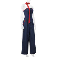 Conjunto De Ropa De Otoño Retro Para Mujer De WhereMery: Top Sin Mangas De Hombro Con Cuello Alto Y Pantalones Anchos De Pierna Alta Estilo Casual Y Fashion - details 12