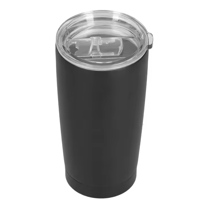 Taza térmica portátil de doble pared con tapa de 20 oz para el hogar, la oficina, viajes, color negro - 1