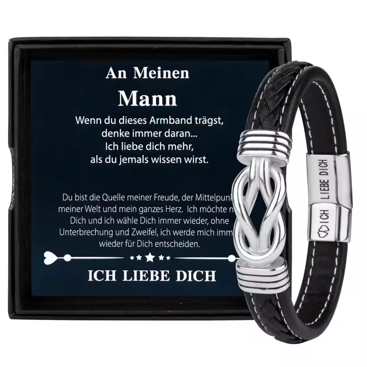 (Lo mejor) pulsera de cuero Joyería de Plata para helbres Regalos para Padres/abuelos Regalos para Navidad Regalos para San Valentín - 1