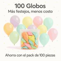Banner - Globos de Cumpleaños Orgánicos 100 Piezas - 100% Látex Natural Biodegradable - Multicolor Pastel - 20 cm
