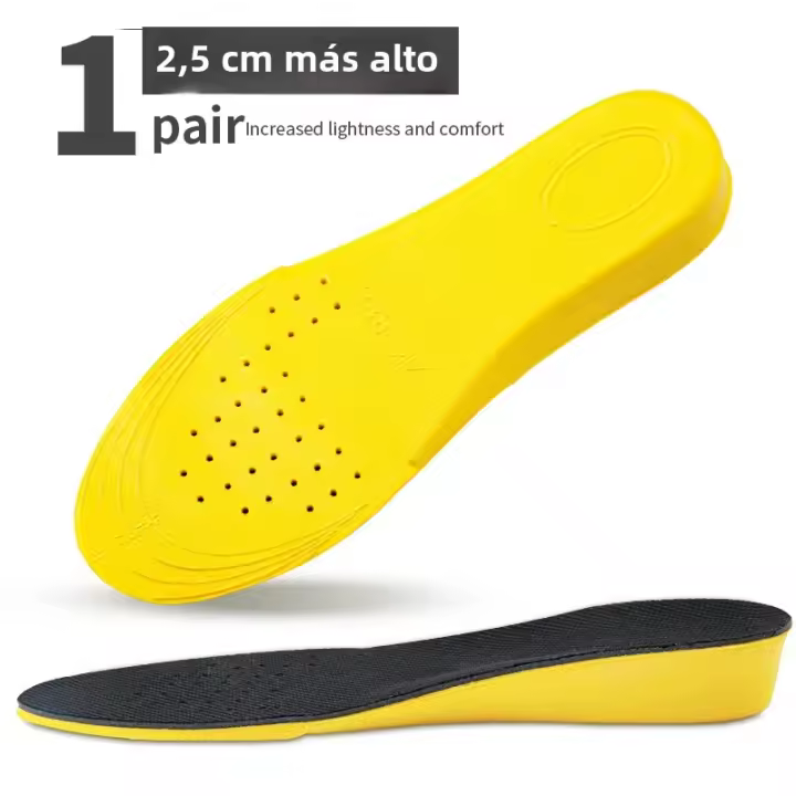 Almohadillas De Aumento De Altura Invisible Para Hombres Y Mujeres Antideslizantes Absorbentes De Choque Transpirables Para Cuidado De Los Pies Color Amarillo - 1