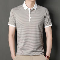 Camisa Polo De Punto Para Hombre 2024 Con Estampado De Rayas Algodón Transpirable Y Cómoda Para Negocios Casual Estilo Moderno - details 14