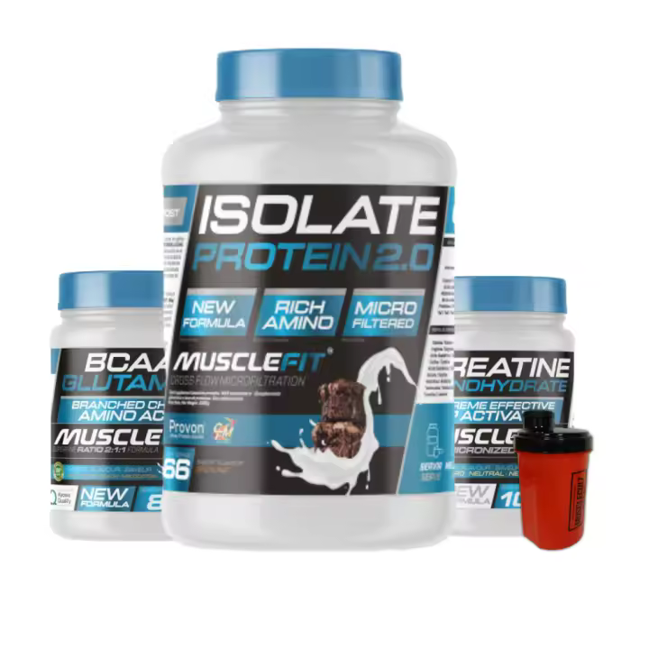 MUSCLEFIT Pack Súper Ahorro Proteína ISO 2kg + Glutamina + BCAA 500g + Creatina Monohidrato 300g - 1