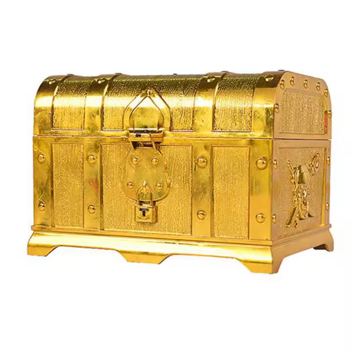 Caja de Tesoro Pirata Decorativa Keepsake Joyería Plástico Juguete Caja de Tesoros Grandes para Fiestas Decoración Irregular Forma Material de Marco Metálico - 1
