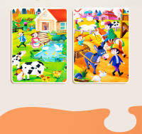 Libro De Rompecabezas Montessori Para Bebés Y Niños Juego De Aprendizaje Prescolar En Madera Dinosaurio Y Escena De Granja Animal - details 3