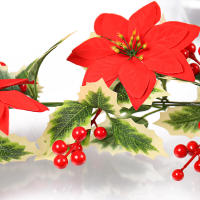 Hojas Artificiales De Navidad En Rattan Decoración Festiva Para El Hogar Material Plástico Tamaño Approx Como En La Imagen - details 0