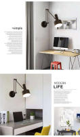 Lámpara De Pared Nórdica Minimalista Para Dormitorio Con Braza Telescópica Y Lectura Protección Ocular Giratoria Y Deslizante Para Estudio Y Lectura - details 6