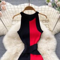 Vestido De Mujer YuooMuoo Elegante Rib Knit Verano Cintura Delgada Bandage Vestido De Pencil Oficina Lady Sin Mangas Bodycon Suéter Vestido - details 4