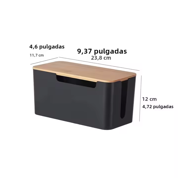 Caixa De Gestió De Cables Amb Tapa De Bambú per a Cordons d'Extension Protecador De Surge Organitzador De Fins De Càrrega Copiador De Fins - 1