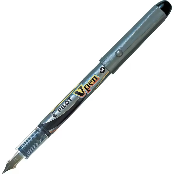 Pilot Pluma Estilográfica VPEN Desechable Cuerpo Plata Tinta Líquida Negro - 1