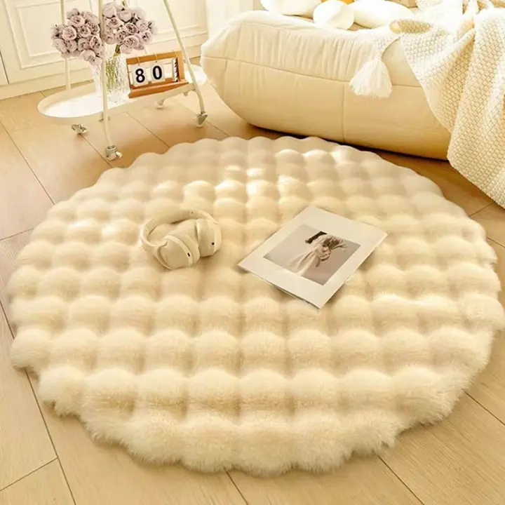 Carpetas De Peluche Burbuja Para Decoración De Hogar Imitación De Pelo De Conejo Cojín De Balcones Alfombra Para Sala De Estar De Niños Habitación De Mujer Alfombrilla Para Pies - 1