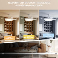 Ventilador de Techo con Luz LED 72W – Motor DC Silencioso – Aspas Retráctiles – 6 Velocidades, Luz Cálida, Día y Fría (3000K-4000K-6000K) – Temporizador – Ø102 cm, Mando Incluido [Clase de eficiencia energética E] - details 2