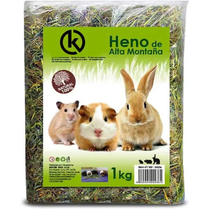 KROWN - Heno de Alta Montaña con Hierbas Naturales - Alimento Esencial para Hámster y Mascotas Pequeñas (1kg) - 1