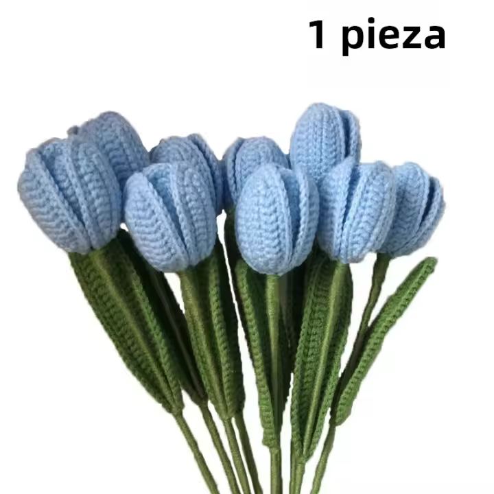Decoración De Mesa Artificial De Tulipán Tejido a Mano Flor De Crochet Para Bodas Y Decoración Del Hogar Material COTON - 1