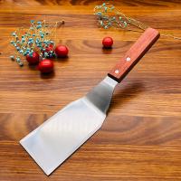 Herramienta De BBQ Espátula De Acero Inoxidable Con Mango De Madera Cabeza Cuadrada Para Cocinar Carne Y Panqueques Resistentes Al Calor Y Fáciles De Limpiar - details 3