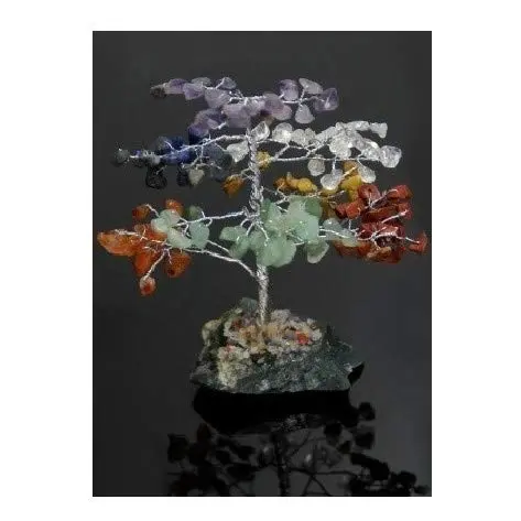 Valmoni Sport Árbol con Piedras Chakras Base de Mineral 14cm Sodalita Amatista Arneola Drusa Cuarzo Rosa - Energía Positiva - 1