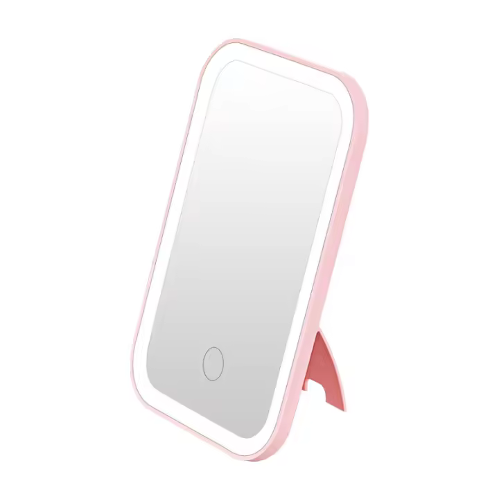 Espejo De Maquillaje Con Pantalla Táctil LED Plegable Y 3 Modos De Luz Recargable Por USB Color ABS Herramientas De Cosméticos - 1