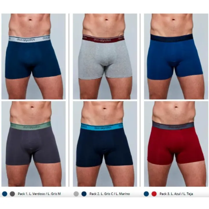 Don Algodon - Pack 6 Boxer de hombre Lisos. Calzoncillos de hombre. Boxer de don algodon. PB91 - 1
