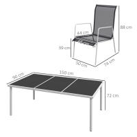 Outsunny Conjunto de Comedor de Exterior Juego de Comedor de Jardín de 7 Piezas con 1 Mesa 6 Sillas Apilables y Marco de Acero para Terraza Patio Negro - details 2
