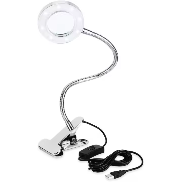 Lámpara de aumento LED, lámpara de tatuaje portátil 2.5X con clip, lámpara de mesa de protección ocular - 1
