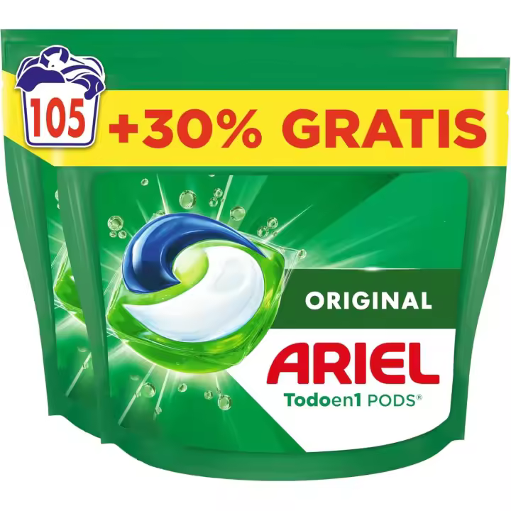 Ariel Original Pods, Detergente Líquido para Lavadora | Pack de 105 Cápsulas, Todo en 1 Pods - 1