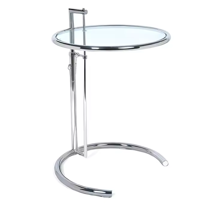 Mesa Auxiliar De Cristal Y Acero Inoxidable - 50cm - DECOLUNAHOME - 1
