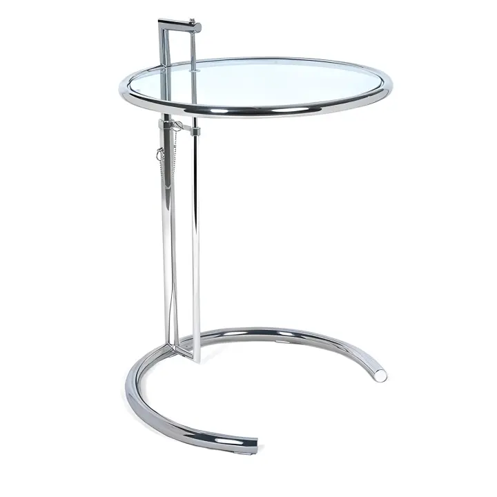Mesa Auxiliar De Cristal Y Acero Inoxidable - 50cm - DECOLUNAHOME - 1