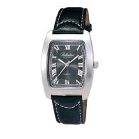 Reloj de pulsera unisex con números romanos y esfera negra, con pulsera de cuero negro y estuche metálico - details 0