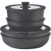 Bergner Click&Cook Batería de cocina 10 Pzs Negro/Mango extraíble, 3 Sartenes, 2 Cazos, Tapas y Utensilios/Aluminio fundido - details 5