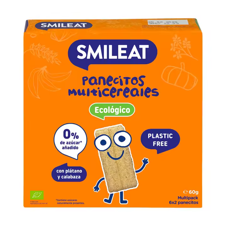 Panecillos de cereales con plátano y calabaza 60 g  Smileat - 1