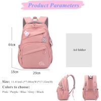 Mochila escolar de conejo de color liso para adolescentes, mochilas escolares multibolsillos para niñas de primaria, mochila informal para el día a día. - details 0