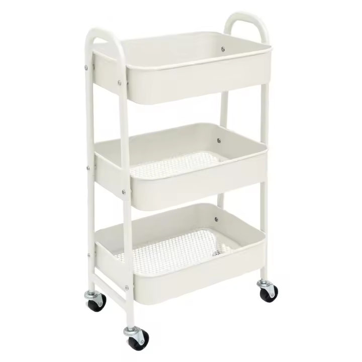 Carro de Almacenamiento Carrito Auxiliar con Ruedas Carro Cocina Carro Servicio Carrito Metalico con Ruedas 3 Niveles Carro Rodante Carro Organizador para Dormitorio Baño Oficina,Carrito de cocina o multiuso de tres niveles con rueda (FRUTA-002 1690 2090) - 1