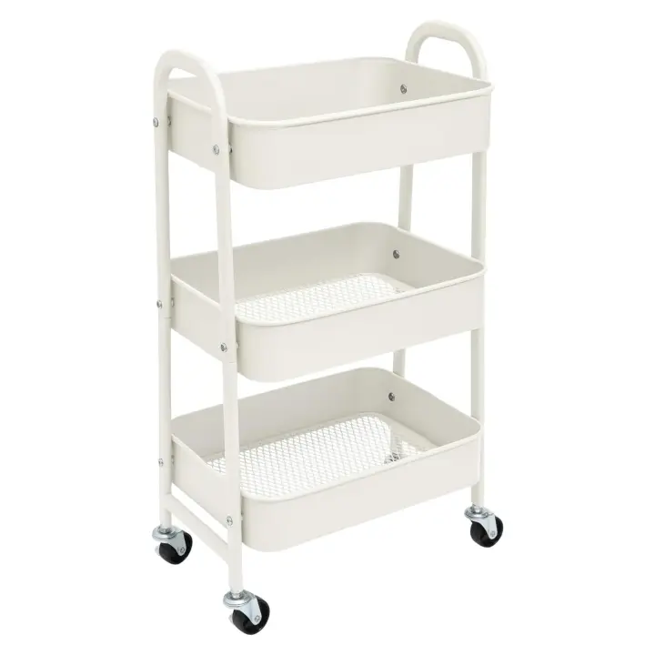 Carro de Almacenamiento Carrito Auxiliar con Ruedas Carro Cocina Carro Servicio Carrito Metalico con Ruedas 3 Niveles Carro Rodante Carro Organizador para Dormitorio Baño Oficina,Carrito de cocina o multiuso de tres niveles con rueda (FRUTA-002 1690 2090) - 1
