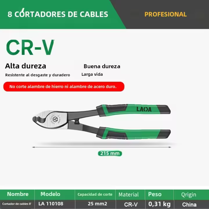 Tijeras De Cable LAOA De Acero Cr-V Multifuncionales Para Cortar Y Raspar Cable Eléctrico Herramientas Manuales Antideslizantes - 1
