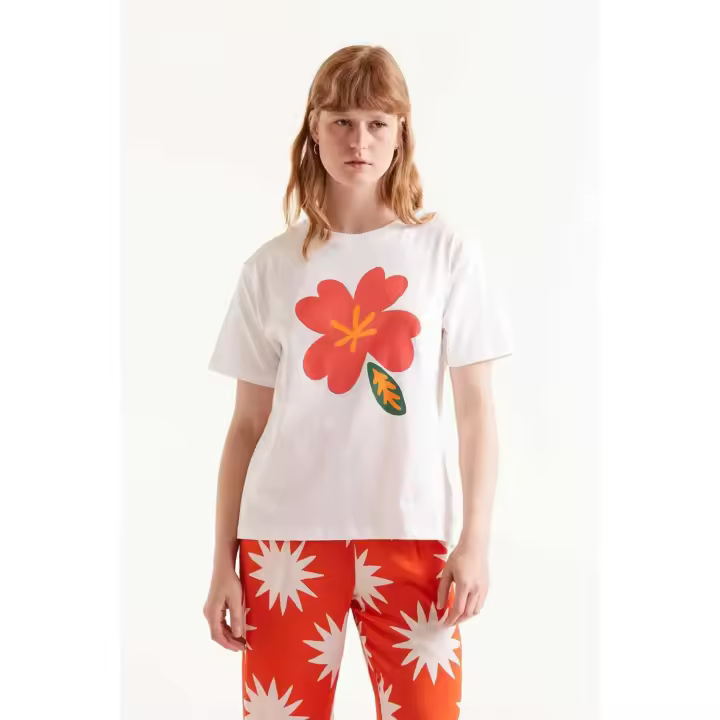 Compañia Fantastica Camiseta Mujer Flor Blanca - 1