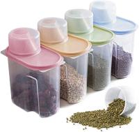 4 cajas medidoras para almacenar alimentos, recipientes para cereales, recipientes para almacenamiento de alimentos secos, recipientes para almacenamiento de cocina con pico vertedor y recipientes para cereales. - details 0