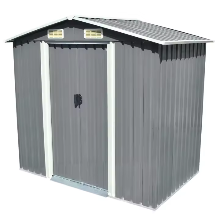 vidaXL Caseta de jardín de metal 204x132x186 cm gris - 1