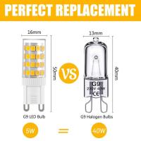 Paquete de 10 bombillas LED G9, Blanco cálido, 5 W, 3000 K, bombilla halógena G9, sin parpadeo - details 0