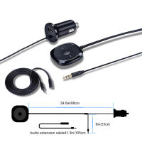 Bluetooth Kit de coche, Bluetooth receptor, Adaptador de audio Manos libres Bluetooth, Micrófono incorporado, clip de ventilación de Aire, Cargador de coche USB 2.1A - details 1