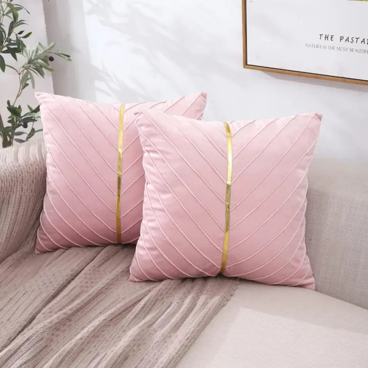 Funda de almohada decorativa de terciopelo para el día de San Valentín, funda de almohada moderna de lujo para sofá tapizado con cuero dorado - 1