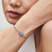 Pandora Charm de Colgante en Plata de Lei Encanto de Vidrio Murano Azul Ondulado 793426COO,Incluye Caja Original - details 1