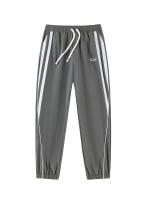 Lightweight Sweatpants for Men Casual Long Trousers with Elastic Waistband And Two Pockets Stripes Design Midweight Polyester Ankle-Length Pants - details 1