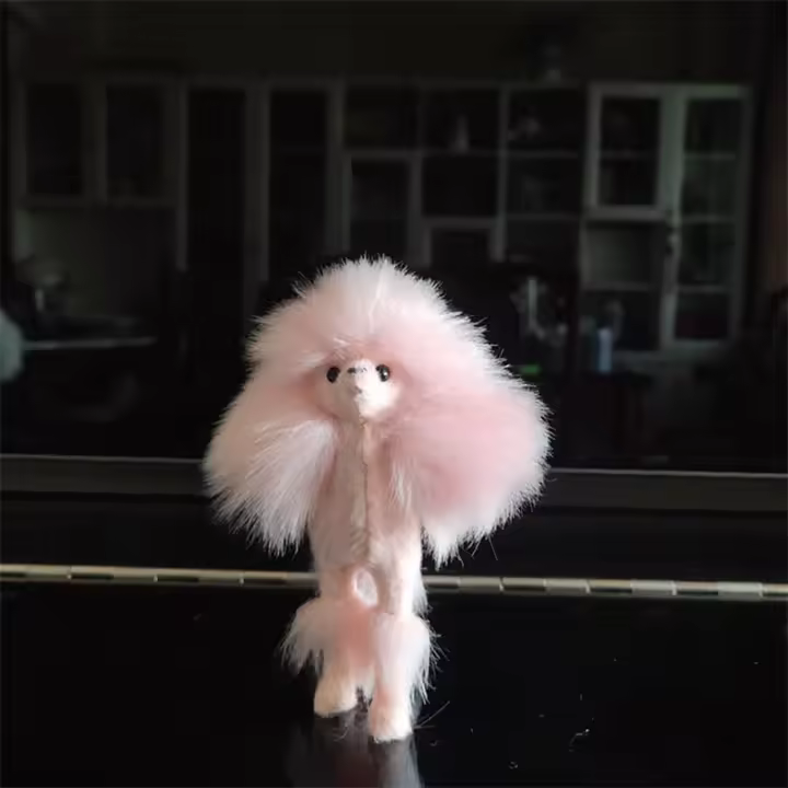 Figura De Perro Poodle Rosa Adorable De 4 Pulgadas Peluche Simulación Juguete Regalo Adorno Decoración Para Hogar Y Oficina - 1