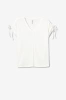Camiseta Pepita blanca de tiffosi. Camiseta muy fresca y fluida en color blanco, las mangas tienen lazos reguladores. Fondo de armario imprescindible para esta temporada - details 0