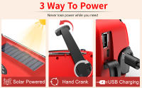 Radio de mano con manivela y indoor LED para Emergencias, Radio meteorológica portátil AM/FM NOAA with Cargador de teléfono Power Bank de 2000 mAh, Carga USB y Energía Solar para camping, Emergencias - details 2