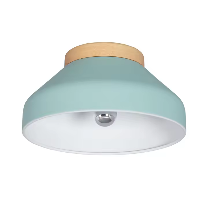 Ledkia Plafón Circular Aluminio y Madera Ø300 mm Hakon Verde Menta - 1